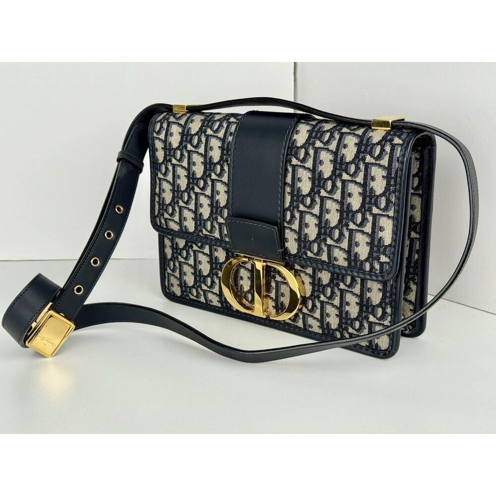 Dior OBLIQUE 30 Montaigne Blue and Beige Canvas Shoulder bag